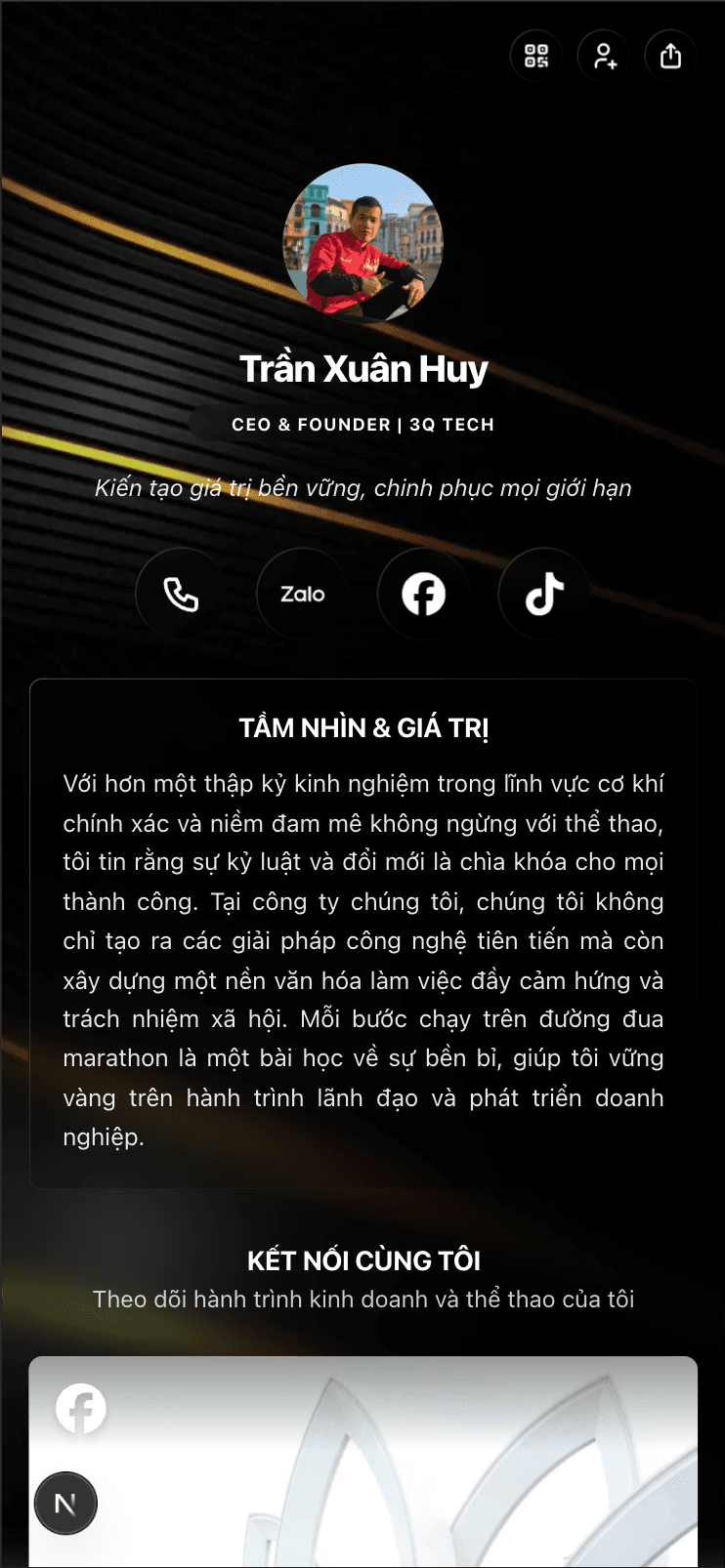 Trang bio của Huy CEO trên viet.bio