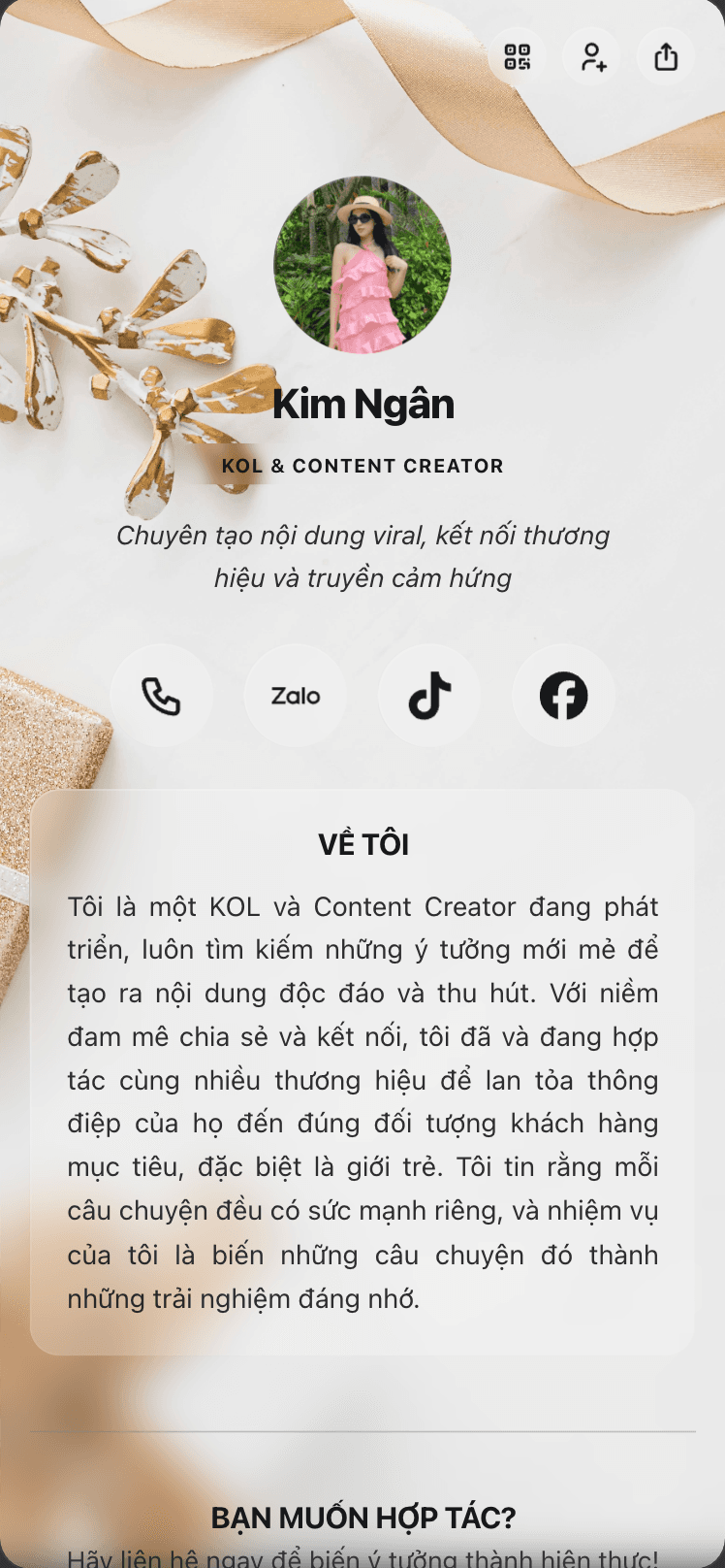 Trang bio của Kim Ngân trên viet.bio