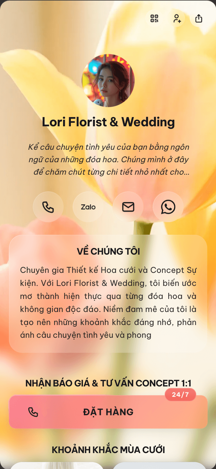 Trang bio của Lori Florist trên viet.bio