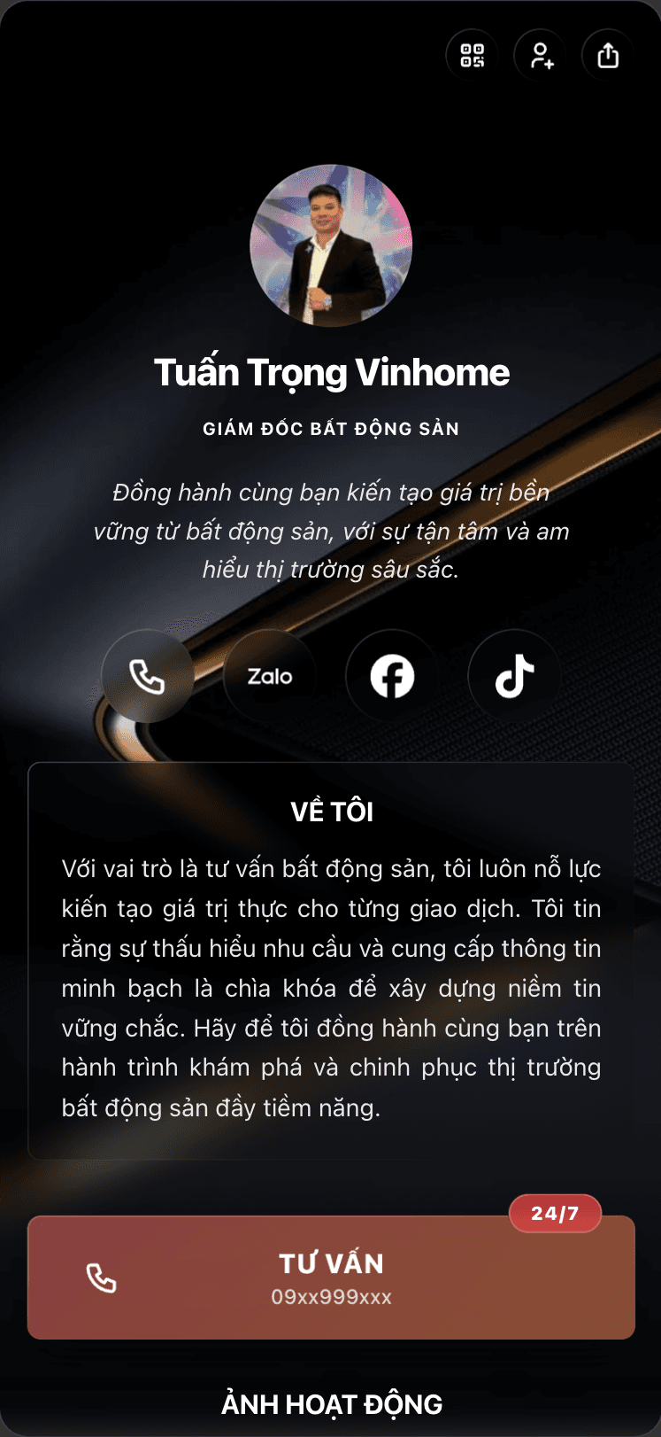 Trang bio của Tuấn BĐS trên viet.bio