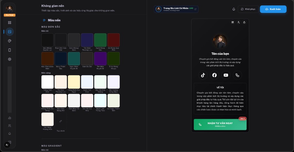 Ảnh minh họa: Menu tùy chỉnh hình nền