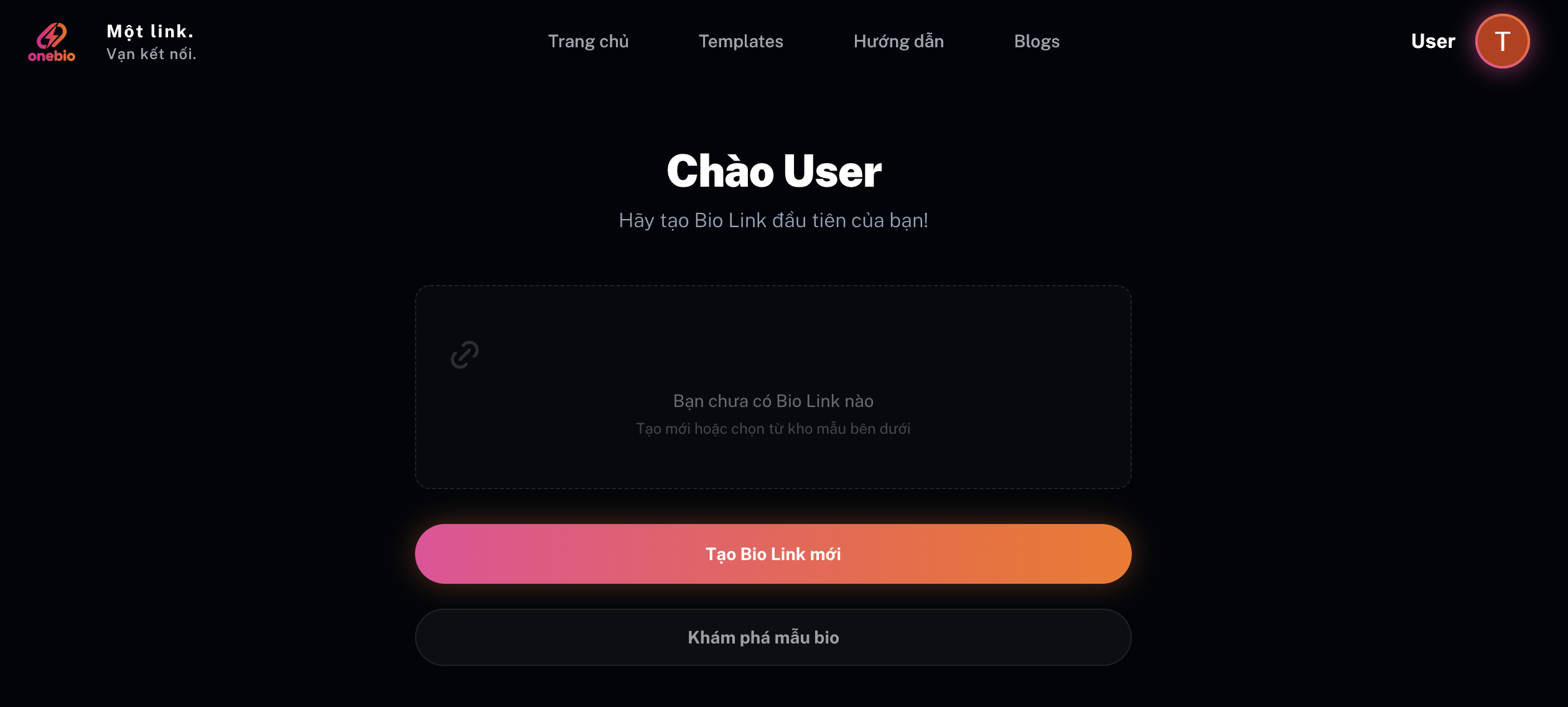 Ảnh minh họa: Màn hình tạo trang mới